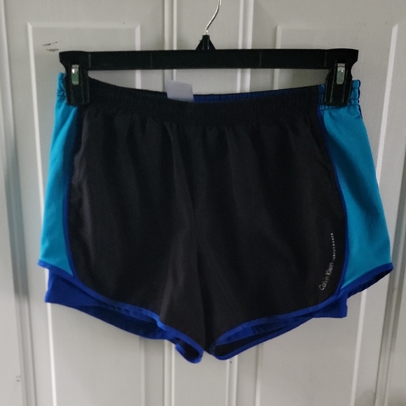 Calvin Klein Black and Teal Performance Shorts - Picture 1 of 6